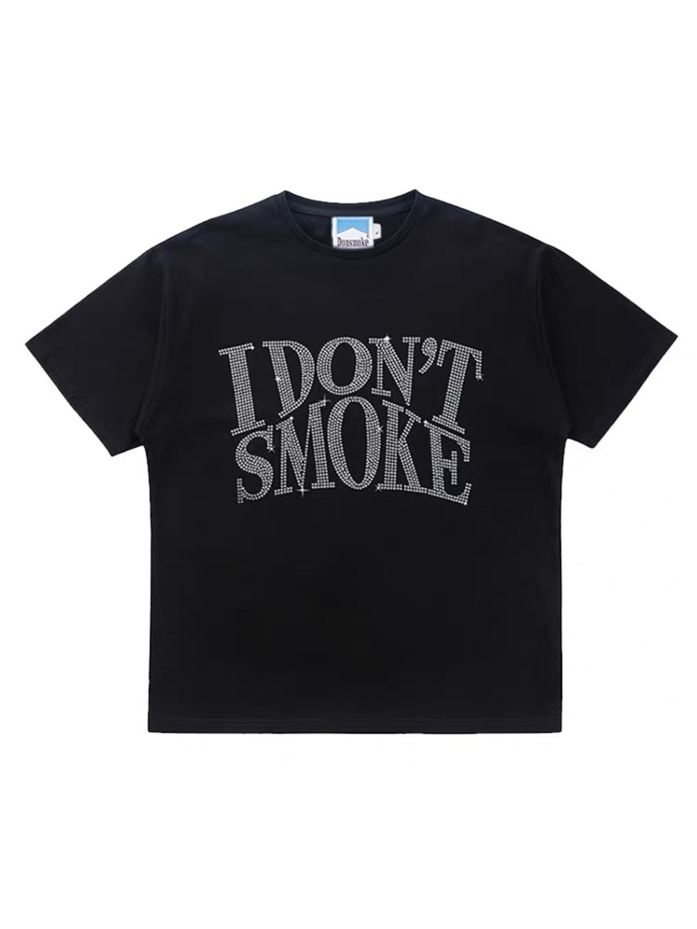 I Don’t Smoke Rhinestone Logo Graphic T-Shirt | Black | Size M